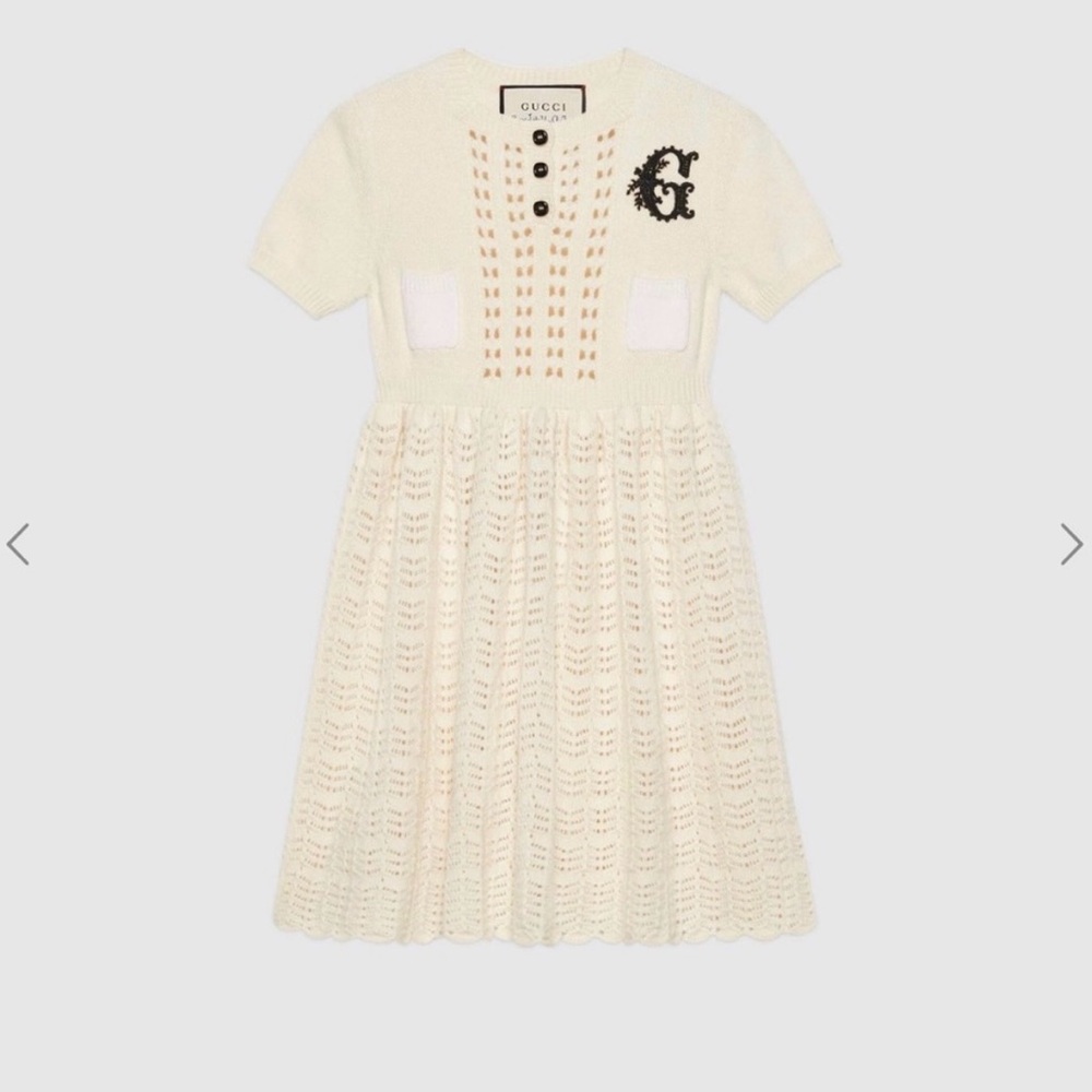 100% Authentic Gucci Ivory Knit Dress with Black Accent